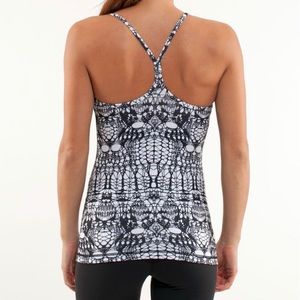 Lululemon Power Y Tank White Black Glacier Lace Size 6